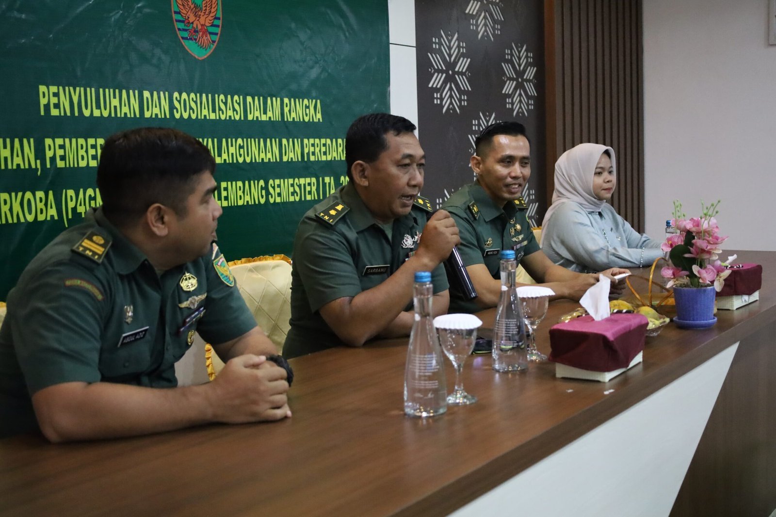 Kodim 0418/Palembang Giat Sosialisasi Dan Tes Urin P4GN Semester I TA 2025