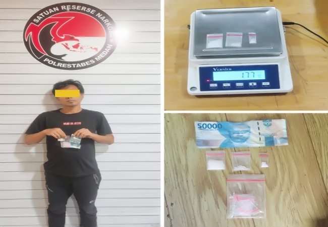 Polrestabes Medan Tangkap Pengedar Sabu di Jalan Denai